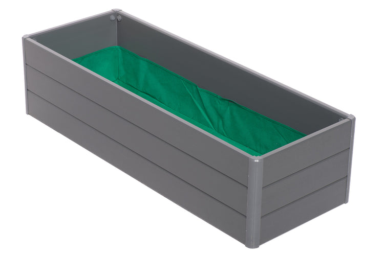 Terrace Garden Bed 16.5" x 44.5" x 11.5"– Fabric Bottom, Slate Gray