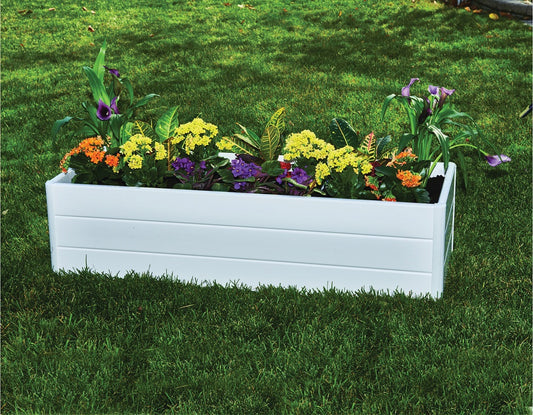 Terrace Garden Bed 16.5" x 44.5" x11.5" –Fabric Bottom, White