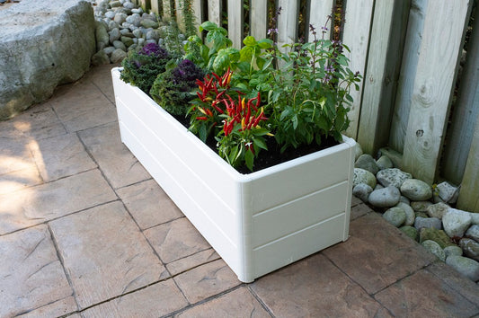 Terrace Garden Bed 36.5 x 13" x 11.5" – Hard Bottom, White