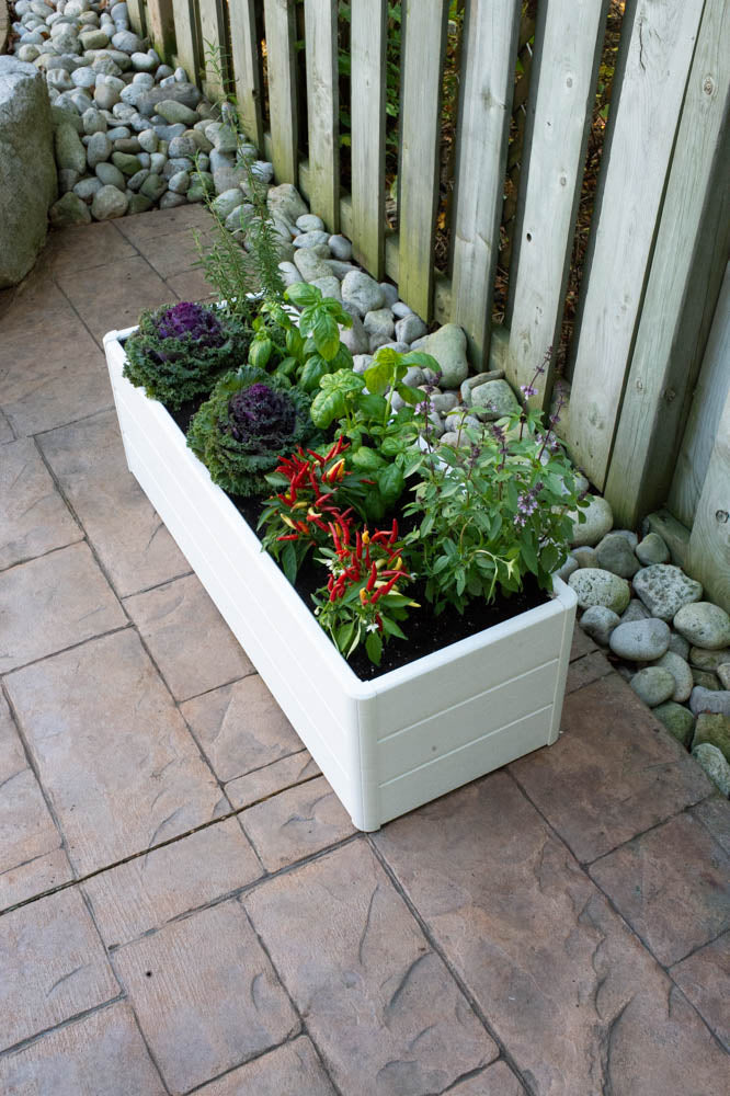 Terrace Garden Bed 36.5 x 13" x 11.5" – Hard Bottom, White